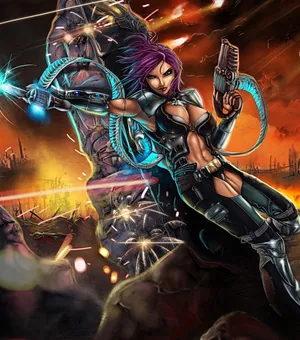 Futuristic Anime Girl Shooter Wallpaper