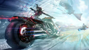 Futuristic Anime Motorcycle Chase Wallpaper