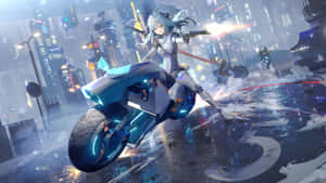 Futuristic Anime Motorcycle Chase Wallpaper