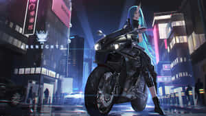 Futuristic Anime Motorcycle Scene Wallpaper