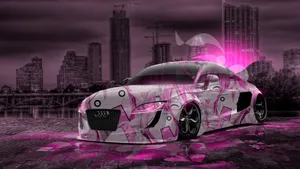 Futuristic Anime Night Car Wallpaper