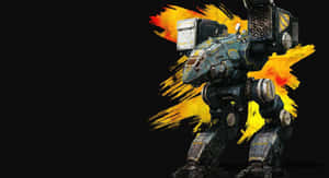 Futuristic Battletech Mech In Battle Wallpaper