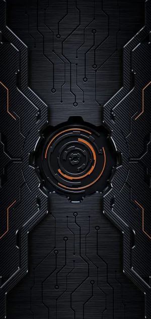 Futuristic Black Orange Cybercore Design Wallpaper
