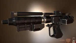 Futuristic Blaster Rifles On Display Wallpaper