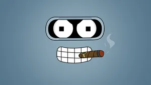 Futuristic Cartoon Robot In A Vibrant Cityscape Wallpaper