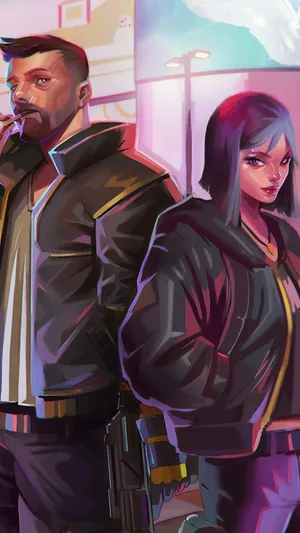 Futuristic Characters In Cyberpunk 2077 Wallpaper