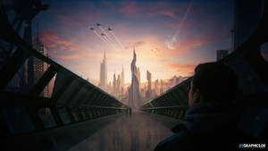 Futuristic City Graphic Wallpaper