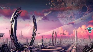 Futuristic City On Another Planet Wallpaper