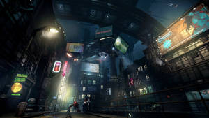 Futuristic City Street Wallpaper