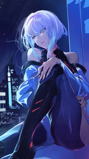 Futuristic Cityscape Anime Character Wallpaper