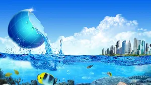 Futuristic Cityscape Aquatic World Wallpaper