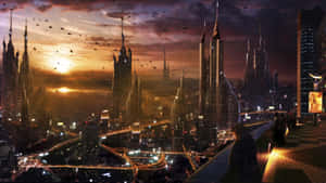 Futuristic_ Cityscape_at_ Sunset Wallpaper