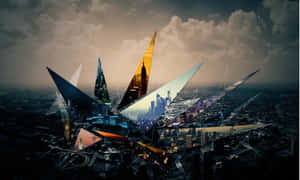 Futuristic Cityscape Collage Wallpaper