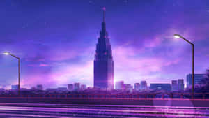 Futuristic Cityscape Neon Glow Wallpaper