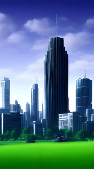 Futuristic Cityscape Skyscrapers Illustration Wallpaper