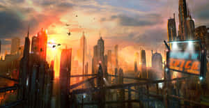 Futuristic Cityscape Utopia Wallpaper