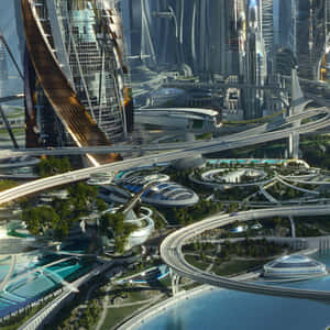 Futuristic Cityscape Utopia Wallpaper