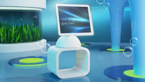 Futuristic Exhibition Display Mockup Wallpaper