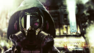 Futuristic Gas Mask Character Art Wallpaper