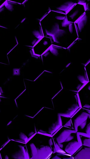 Futuristic Hexagonal Design On Black And Purple Smartphone Wallpaper