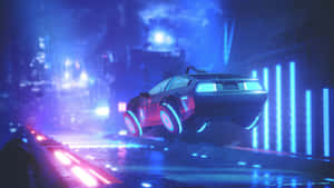 Futuristic Neon Car In Metaverse Wallpaper