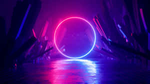 Futuristic Neon Circle Urban Landscape Wallpaper