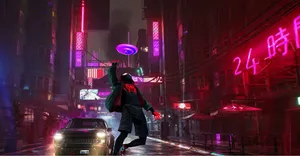 Futuristic Neon City Skyline Wallpaper