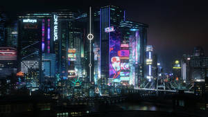 Futuristic Night City Aesthetic Wallpaper