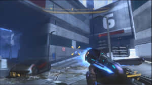 Futuristic Plasma Rifle In Action Wallpaper