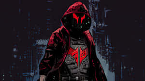 Futuristic Red Hooded Figure Pfp Wallpaper