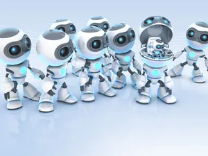 Futuristic Robot Assembly Line Wallpaper