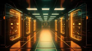 Futuristic Server Room Illumination Wallpaper