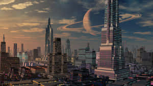 Futuristic Space Colony In Orbit Wallpaper