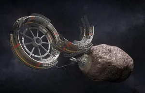 Futuristic Space Mining On An Asteroid Wallpaper