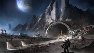 Futuristic Space Mining Site Wallpaper