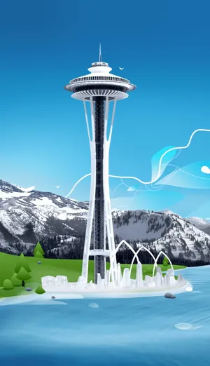 Futuristic Space Needle Artwork Wallpaper