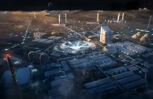 Futuristic Space Station Orbiting Earth Wallpaper