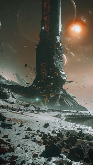 Futuristic_ Space_ Tower_on_ Alien_ Planet Wallpaper