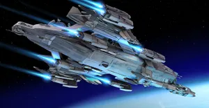 Futuristic Spacecraft Cruising In Deep Space Wallpaper