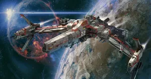 Futuristic Spacecraft Exploring The Cosmos Wallpaper