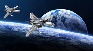Futuristic Spacecraft In Deep Space Wallpaper
