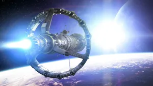 Futuristic Spacecraft In Deep Space Wallpaper