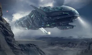 Futuristic Spacecraft Soaring Through The Cosmos Wallpaper