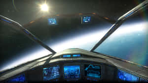 Futuristic Spaceship Cockpit View Wallpaper