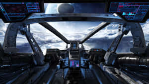 Futuristic Spaceship Cockpit View Wallpaper