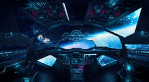 Futuristic Spaceship Cockpit View Wallpaper