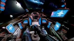 Futuristic Spaceship Cockpit View Wallpaper