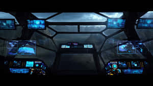 Futuristic Spaceship Cockpit View Wallpaper