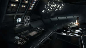 Futuristic Spaceship Control Room Wallpaper