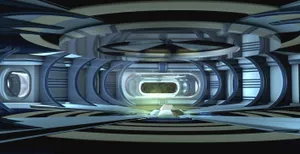 Futuristic Spaceship Corridor Interior Wallpaper